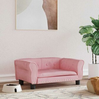 Hondenmand 70x45x30 cm fluweel roze 1