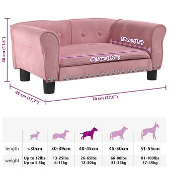 Hondenmand 70x45x30 cm fluweel roze 7