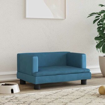 Hondenmand 60x40x30 cm fluweel blauw 1