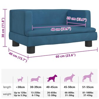 Hondenmand 60x40x30 cm fluweel blauw 7