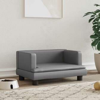 Hondenmand 60x40x30 cm kunstleer grijs 1