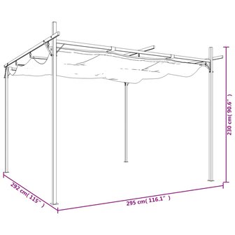 Pergola met uitschuifbaar dak 295x292x230 cr&egrave;mekleurig 8