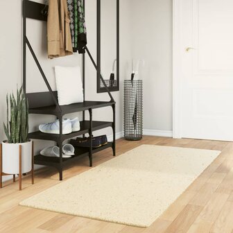 Vloerkleed HUARTE laagpolig zacht wasbaar 80x200 cm cr&egrave;me 1