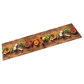 Keukenmat wasbaar kruidenprint 60x180 cm fluweel 1
