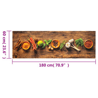 Keukenmat wasbaar kruidenprint 60x180 cm fluweel 5