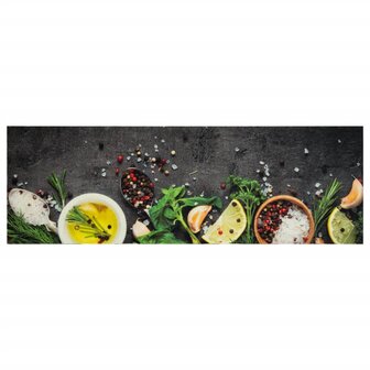 Keukenmat wasbaar kruidenprint 60x180 cm fluweel 2