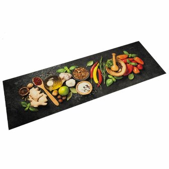 Keukenmat wasbaar kruidenprint 60x180 cm fluweel 1
