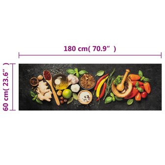 Keukenmat wasbaar kruidenprint 60x180 cm fluweel 5