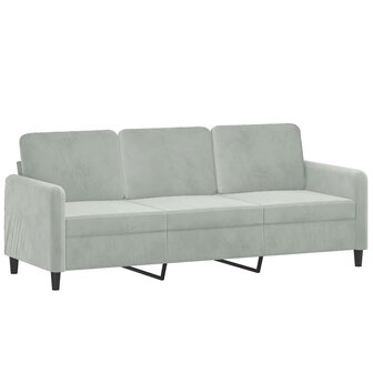 Driezitsbank met voetenbank 180 cm fluweel lichtgrijs 4