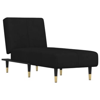 Chaise longue fluweel zwart 2