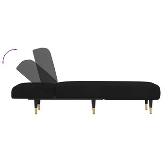 Chaise longue fluweel zwart 6