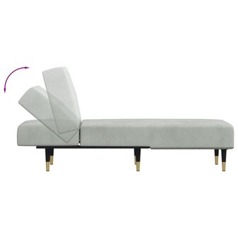 Chaise longue fluweel lichtgrijs 6