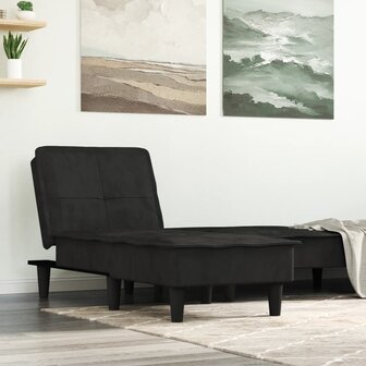 Chaise longue fluweel zwart 1