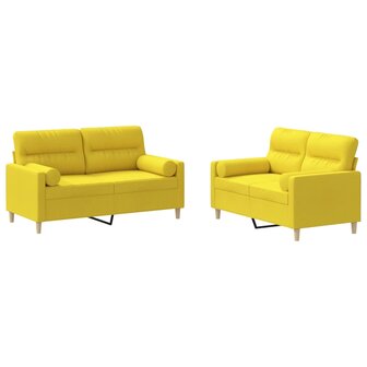 2-delige Loungeset met kussens stof lichtgeel 2