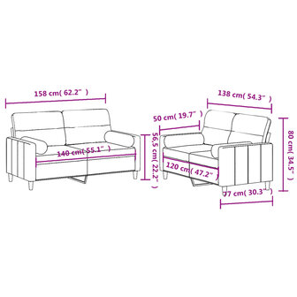 2-delige Loungeset met kussens stof lichtgeel 8