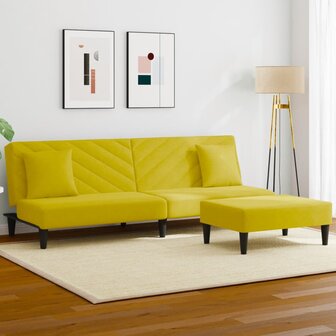 2-delige Loungeset met kussens fluweel geel 1