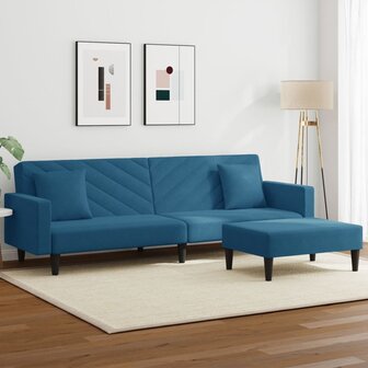 2-delige Loungeset met kussens fluweel blauw 1