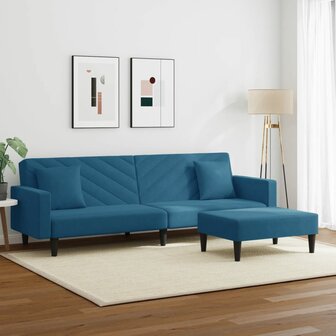 2-delige Loungeset met kussens fluweel blauw 3