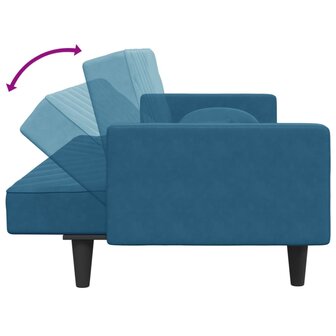 2-delige Loungeset met kussens fluweel blauw 6