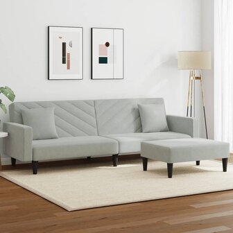 2-delige Loungeset met kussens fluweel lichtgrijs 1