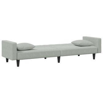 2-delige Loungeset met kussens fluweel lichtgrijs 5
