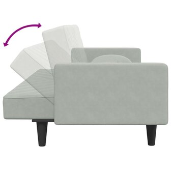 2-delige Loungeset met kussens fluweel lichtgrijs 6