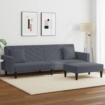 2-delige Loungeset met kussens fluweel donkergrijs 1