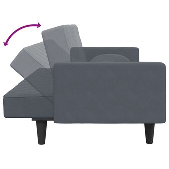 2-delige Loungeset met kussens fluweel donkergrijs 6