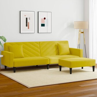 2-delige Loungeset met kussens fluweel geel 1