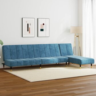 2-delige Loungeset fluweel blauw 1