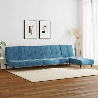 2-delige Loungeset fluweel blauw 3