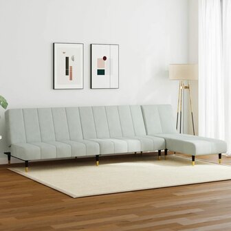 2-delige Loungeset fluweel lichtgrijs 1