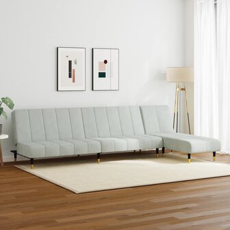 2-delige Loungeset fluweel lichtgrijs 3