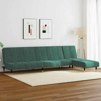 2-delige Loungeset fluweel donkergroen 1