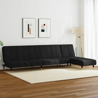 2-delige Loungeset fluweel zwart 1