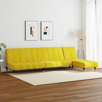 2-delige Loungeset fluweel geel 3