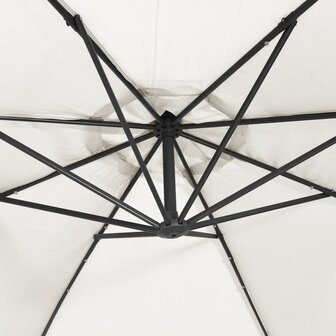 Zweefparasol met LED-verlichting en metalen paal 350 cm zand 9