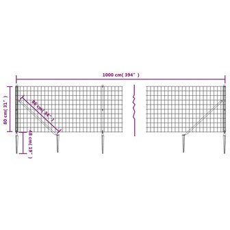 Draadgaashek met grondankers 0,8x10 m groen 5