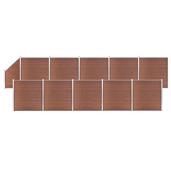 Schuttingset 10 vierkant en 1 schuin 1830x186 cm HKC bruin 1