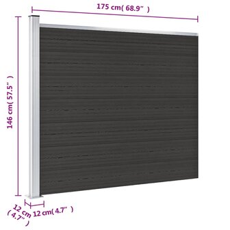 Schuttingpaneel 175x146 cm HKC zwart 9