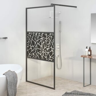 Inloopdouchewand met stenenmotief 115x195 cm ESG-glas zwart 1