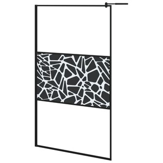 Inloopdouchewand met stenenmotief 115x195 cm ESG-glas zwart 2