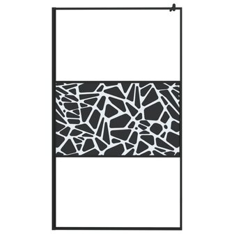 Inloopdouchewand met stenenmotief 115x195 cm ESG-glas zwart 3