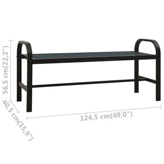 Tuinbank 124,5 cm staal en HKC zwart 6