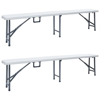 Tuinbanken inklapbaar 2 st 180 cm HDPE wit 1
