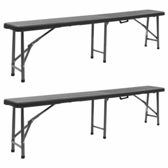 Tuinbanken inklapbaar 2 st 180 cm HDPE zwart 1