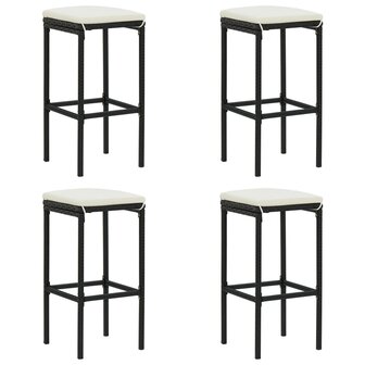 5-delige Tuinbarset met kussens poly rattan zwart 8