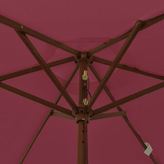 Parasol met houten paal 196x231 cm bordeauxrood 6