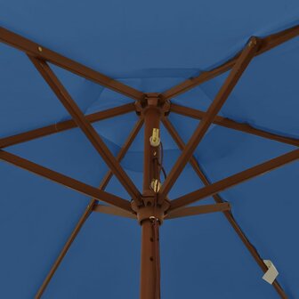 Parasol met houten paal 196x231 cm azuurblauw 6