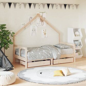 Kinderbedframe met lades 80x160 cm massief grenenhout 1